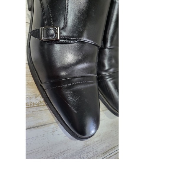 Bruno Marc Mens Black Double Monk‎ Strap Dress Shoes Size 7.5M Cap Toe - Picture 10 of 11